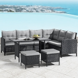 Netto  Juskys Polyrattan Lounge Manacor | Gartenmöbel Set mit Sofa, Tisch & 2
