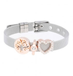 MANGUUN Milanaise Armband Edelstahl mit 3 Schiebe-Elementen, 14,5 - 19