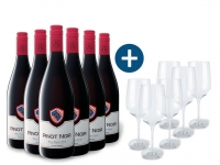 Lidl  6 x 0,75-l-Flasche Weinpaket Pinot Noir VdF trocken, Rotwein mit 6er R