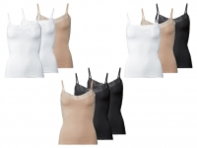 Lidl Esmara® Lingerie ESMARA® Spaghettiträgerhemden Damen, 3 Stück, mit Bio-Baumwolle und El