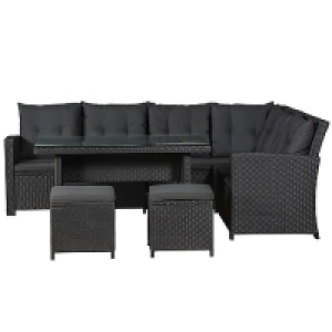 Juskys Polyrattan Lounge Sitzgarnitur Santa Catalina schwarz mit Bezüg 579.99 €