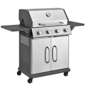 Netto  Juskys Gasgrill Kansas mit 4 Brenner, Warmhaltrost, Thermometer & Seit