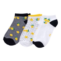 NKD  Damen-Sneaker-Socken mit Zitronen-Motiv, 3er-Pack