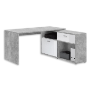 Winkel-Schreibtisch - Betonoptik-weiß - mit Regal 179.00 €