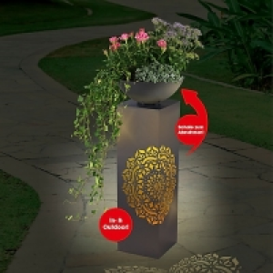 Netto  EASYmaxx LED-Dekosäule Beton-Optik 85cm mit Pflanzschale