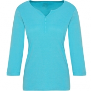 Adagio Shirt Aria, 3/4-Arm, uni, Knöpfe, Split Neck, für Damen