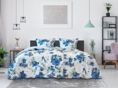Dobnig Mako-Satin Bettwäsche »Blumen blau«, Wendedesign, mit Reißversc 24.99 €
