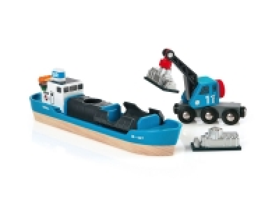 Lidl Brio BRIO 33534 »Containerschiff mit Kranwagen«, 4-teilig, ab 3 Jahren