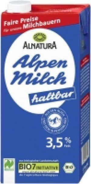 Haltbare Alpenmilch 3,5% 1.19 €