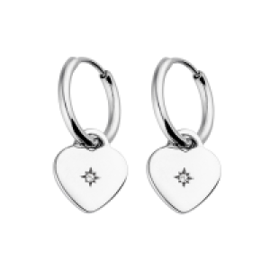 Accessories Huggie-Creolen aus Stainless Steel mit Herz-Anhänger