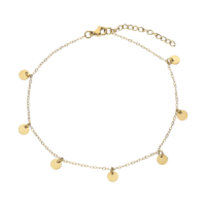 Rossmann Accessories Glieder-Fußkette Stainless Steel vergoldet mit Metallplättchen