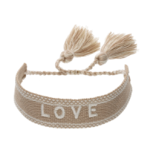 Accessories Kisu Textilarmband mit Quasten und LOVE Schriftzug