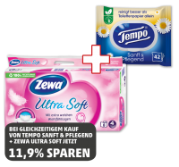 Penny  ZEWA Ultra Soft Toilettenpapier und TEMPO Feuchtes Toilettenpapier