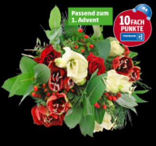 Wunderschöner Strauß mit Amaryllen und Rosen