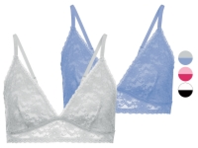 Lidl Esmara® ESMARA® Damen Bralettes, 2 Stück, mit verstellbaren Trägern