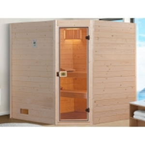OBI  Weka Massivholzsauna 38 mm Valida ECK 2 mit Glastür