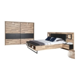 2-teiliges Schlafzimmer-Set - Stabeiche-Schwarzeiche
