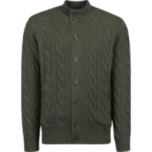 Otto Kern Cashmere Cardigan, Zopfmuster, marmorierte Knöpfe, für Herre