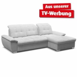 Roller  Ecksofa - hellgrau - Velours - Liegefunktion