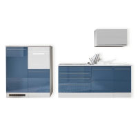 Roller  Küchenblock - blau Hochglanz-weiß matt - 320 cm