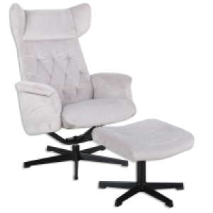 Relaxstuhl mit Hocker - hellgrau - Samtoptik