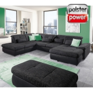 polsterpower Wohnlandschaft - anthrazit-schwarz - verschiedene Ausführ
