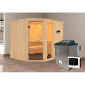 Woodfeeling Sauna Mirana 3 + Ofen ext. Steuerung, Lautsprecher, Zubehö 3,199.00 €