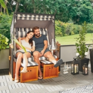Gardiola Strandkorb - weiß-grau - massiv - 118x159 cm 279.00 €