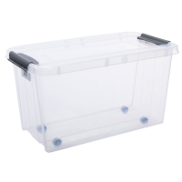 Roller  Aufbewahrungsbox - transparent - mit Deckel - 70 Liter