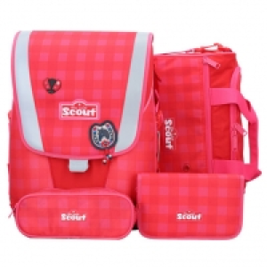 Karstadt  Scout Schulranzen-Set Ultra Red Gingham, 4-teilig