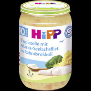 Rossmann Hipp Tagliatelle mit Alaska-Seelachsfilet in Rahmbrokkoli