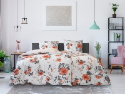 Dobnig Mako-Satin Bettwäsche »Blumen apricot«, Wendedesign, mit Reißve