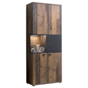Vitrine - Oldwood-Burned Wood - 2 Türen - 197 cm hoch