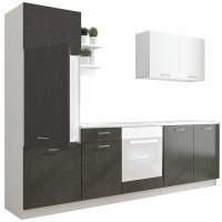 Roller  Küchenblock - Betonoptik dunkel - weiß matt - 270 cm