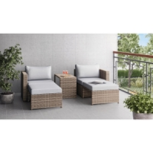 OBI  Balkonmöbel-Set Olea Mini 5-teilig Polyrattan Hellgrau