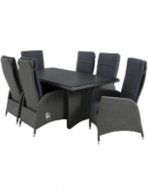 Hagebau  Diningset »Jardel Earth Grey«, 6 Sitzplätze, Polyrattan, inkl. Auflage