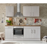 OBI  Respekta Premium Küchenzeile Landhaus 210 cm Lärche Weiß matt