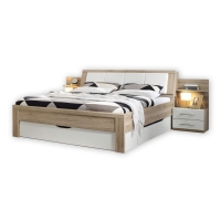 Roller  Bett - San Remo Eiche - mit Nachttischen und Staukasten - 180x200 cm