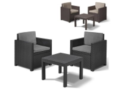 Keter Loungemöbel Victoria Balkon-Set 3-teilig rattanoptik, mit Auflag