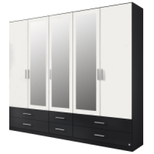 Kombi-Drehtürenschrank - alpinweiß-grau metallic - 226 cm