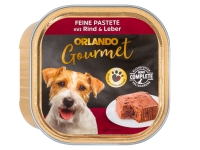 Lidl Orlando Gourmet ORLANDO Gourmet Hundenassnahrung Feine Pastete mit Rind & Leber, 33 x 