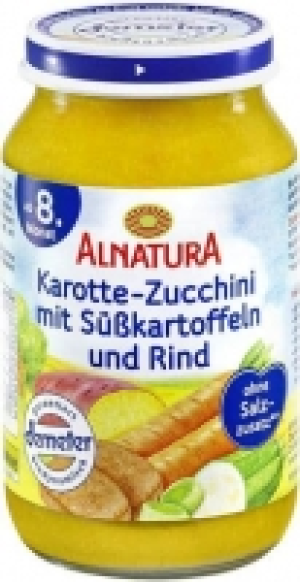 Karotte-Zucchini mit Süßkartoffeln und Rind 1.29 €
