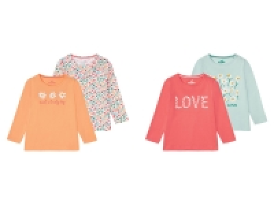 LUPILU® Kleinkinder Mädchen Langarmshirts, 2 Stück, aus reiner Baumwol