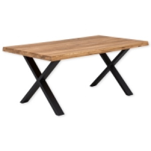 Esstisch - Wildeiche massiv - braun-schwarz - Eisen - 100x180 cm
