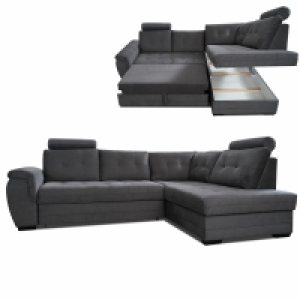 Ecksofa - grau - Webstoff - Liegefunktion