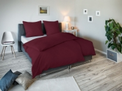 Lidl Face 2 Face Face-2-Face Mako-Satin Bettwäsche Uni Streifen, Burgundy