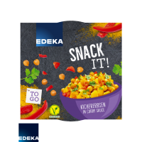 Edeka  Snack It Kichererbsen in Currysauce oder Kidneybohnen mit Mais in Kräu