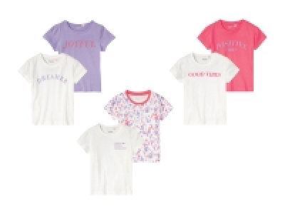 lupilu Kleinkinder/Kinder Mädchen T-Shirt, 2 Stück, mit Rundhalsaussch