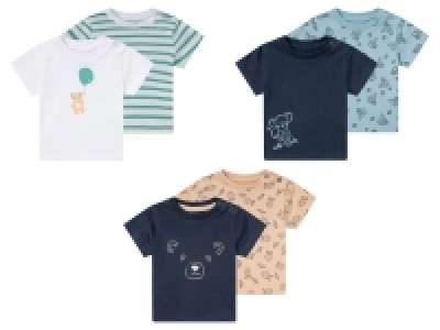 Lidl Lupilu lupilu Baby Jungen T-Shirt, 2 Stück, mit praktischer Schulterknöpfung