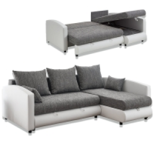 Ecksofa - weiß-grau - mit Liegefunktion
